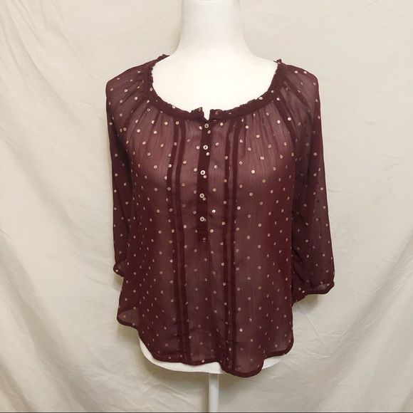 Abercrombie & Fitch Sheer Burgundy Blouse - Picture 1 of 4